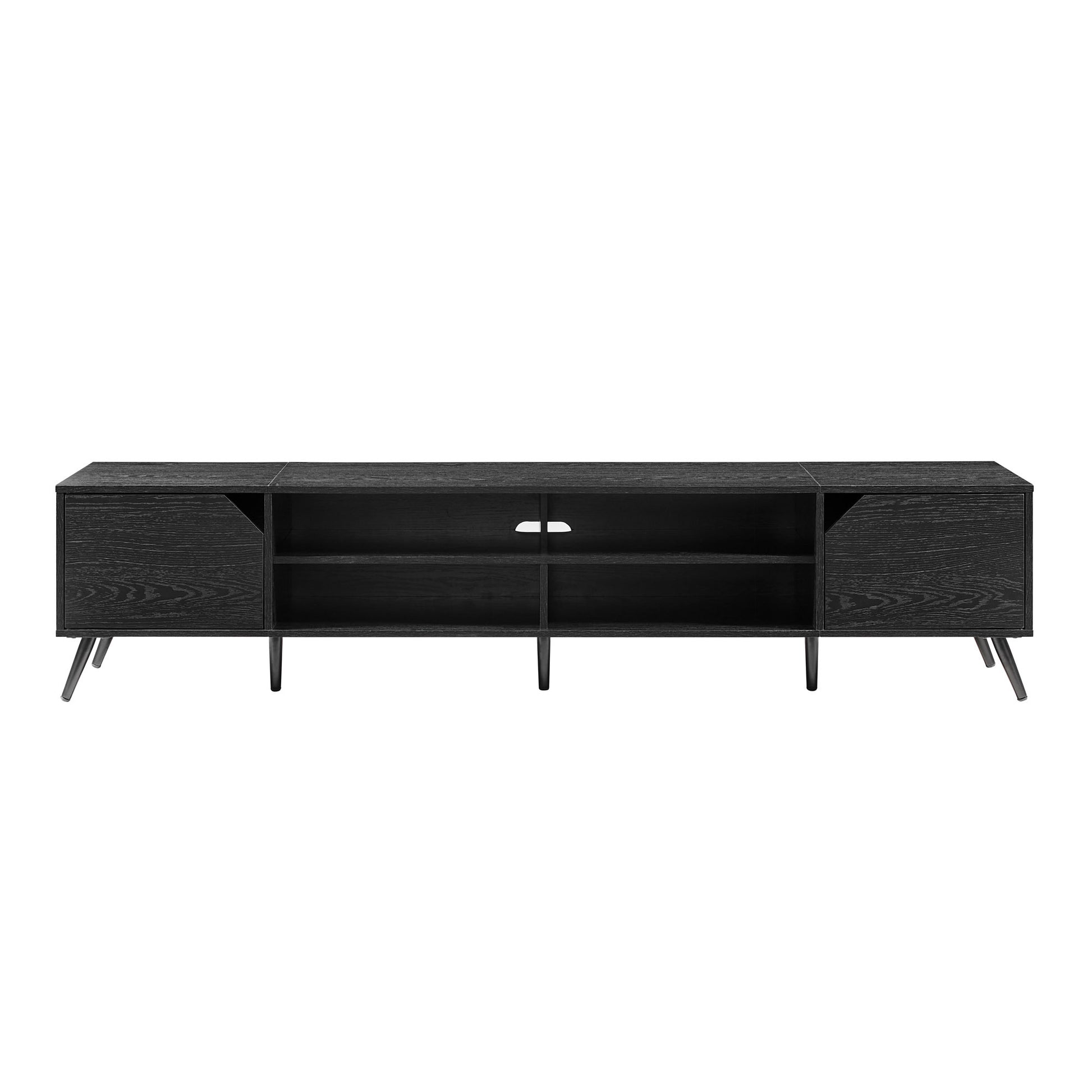 Contemporary 2 Door Minimalist Tv Stand For Tvs Up To 90 Inches Black Black 90 Inches Or Larger Mdf Mdf