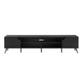 Contemporary 2 Door Minimalist Tv Stand For Tvs Up To 90 Inches Black Black 90 Inches Or Larger Mdf Mdf