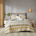 3 Piece Cotton Comforter Set Gray Yellow King Cal King King Gray Yellow Cotton