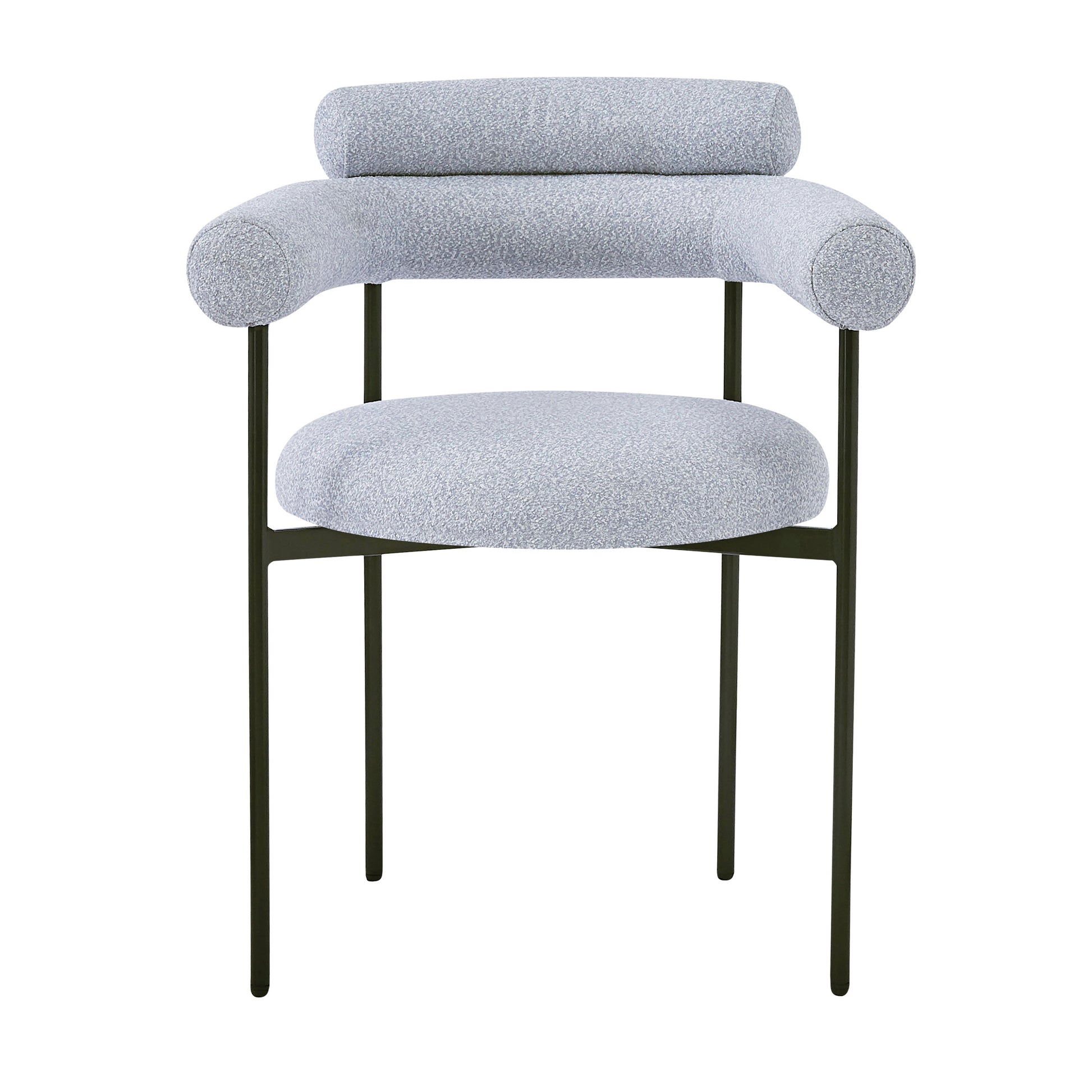 Upholstered Armchair Dining Chairs With Metal Legs Set Of 2 ,Grey Grey Fabric Metal