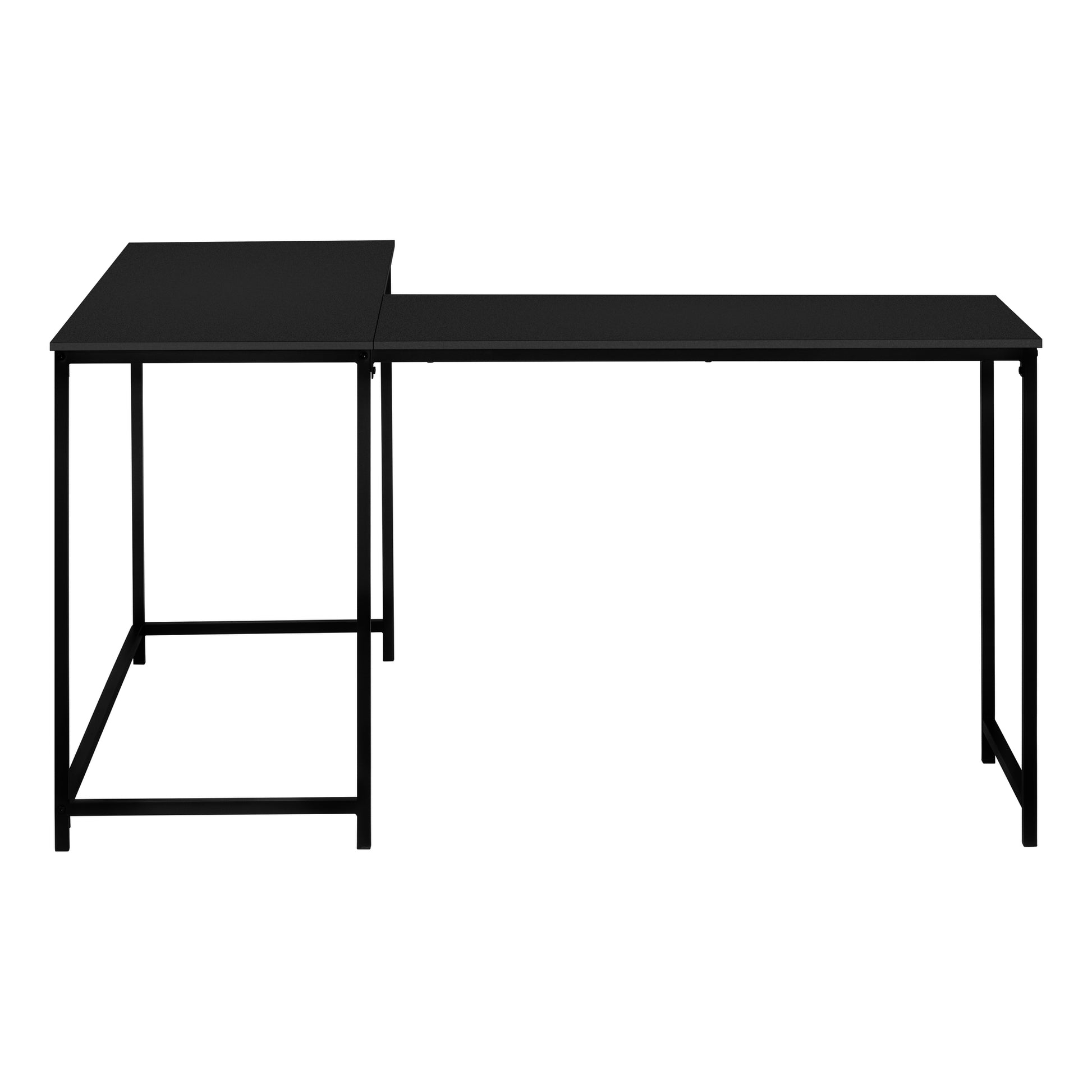 Computer Desk, Home Office, Corner, 58"L, L Shape, Work, Laptop, Black Laminate, Black Metal, Contemporary, Modern Black Particle Board