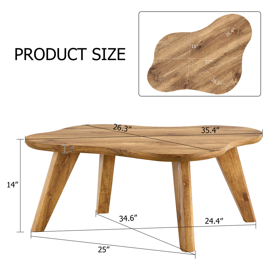 Modern Minimalist Wood Color Table Top. Solid Wood Legs, Cloud Shape To Give You A Experience, Computer Desk. The Game Table. Suitable For Dining And Living Rooms. Wood Mdf