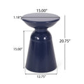 Outdoor Metal End Table Large Navy Blue Iron