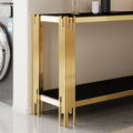 Console Table Tempered Black Glass Top Black Glass