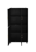 4 Door Cabinet With 4 Shelves With 4 Adjustable Inner Shelves, Storage Cabinet Black Mdf