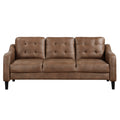 Brown 2Pc Sofa Set Microfiber Upholstered Sofa Loveseat Set Button Tufted Contoured Arms Solid Wood Frame Casual Living Room Furniture Brown Microfiber Wood Primary Living Space Traditional,Transitional Solid Wood 5 Seat