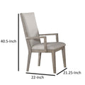 Wooden Arm Chairs With Fabric Padded Seat And High Backrest, Gray, Set Of Two Gray Wood Fabric