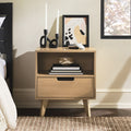 Modern 1 Drawer Nightstand With Open Cubby Riviera Brown Mdf Mdf