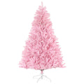 Homcom 6Ft Tall Artificial Christmas Tree Holiday D Cor With 1000 Branches, Auto Open, Steel Base, Wide Shape, Pink Pink Plastic