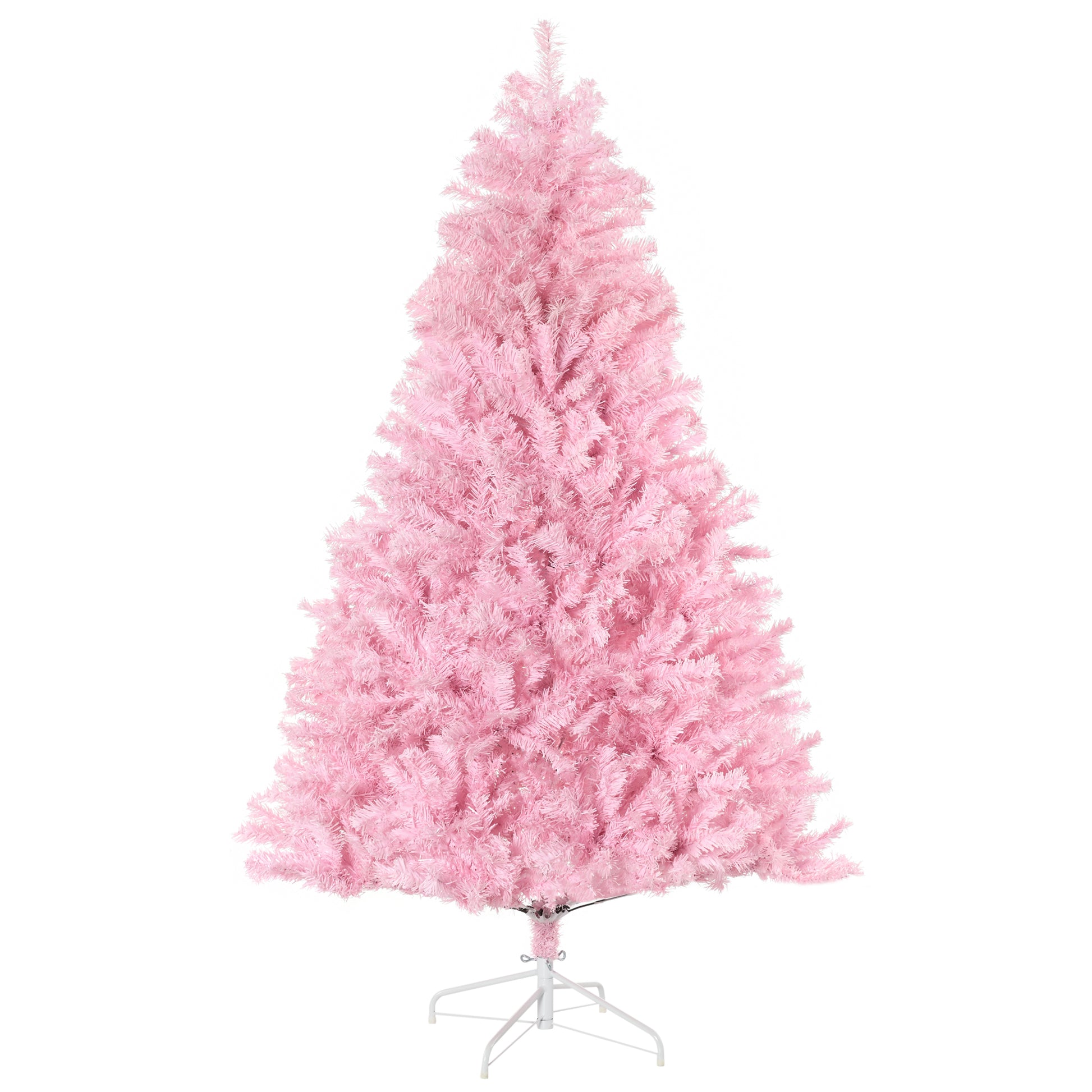 Homcom 6Ft Tall Artificial Christmas Tree Holiday D Cor With 1000 Branches, Auto Open, Steel Base, Wide Shape, Pink Pink Plastic