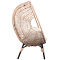 2 Pieces Patio Pe Wicker Egg Chairs Model 3 With Natural Color Rattan Beige Cushion Yes Natural Foam Steel