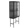 Elegant Floor Cabinet With 2 Tampered Glass Doors Living Room Display Cabinet With Adjustable Shelves Anti Tip Dust Free Easy Assembly Black Color Black Steel