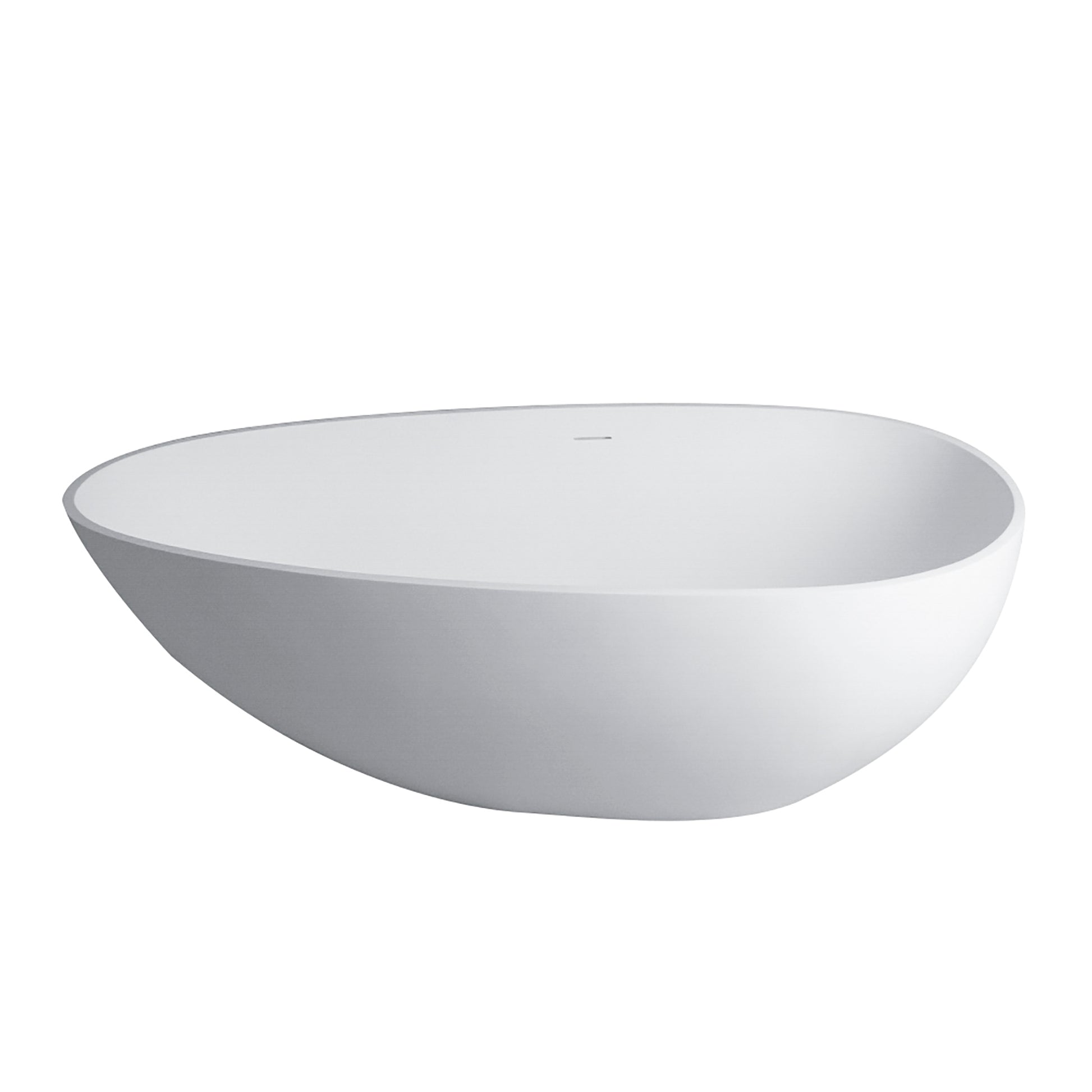 67" Freestanding Solid Surface Bathtub, Luxury Engineered Stone Resin Freestanding Soaking Bathtub With Overflow And Pop Up Drain For Contemporary Bathroom, Matte White 24S02 67Mw White Bathroom Freestanding Tubs Solid Surface