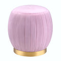 Pink Carnation And Gold Round Tufted Ottoman Pink Velvet Wood Primary Living Space Backless Solid Pink Luxury Round Armless Fabric Metal