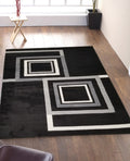 Jersey Area Rugs, Carpets For Livingroom, 5X7 Area Rugs ,1925 Black Rectangle 5&7 Black Grey Contemporary Abstract Polypropylene