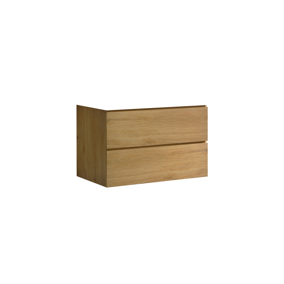 Alice30 106, Wall Mount Cabinet Without Basin, Natural Oak Color, With Two Drawers, Pre Assembled Oak Melamine