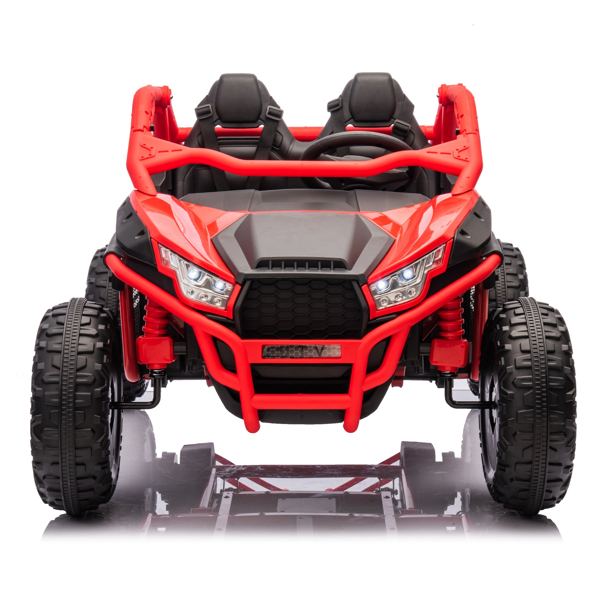 24V Two Seater Kids Ride On Utv W Parents Control,20In Seat Width,400W Super High Power,Four Wheel Suspension,Bluetooth,Mp3,Usb,Led Light,Horn,Rear Storage Space,Speeds 3.73 4.97Mph For Kids Aged 3