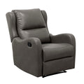 Faux Leather Upholstery Gray Reclining Chair 1Pc Living Room Furniture Comfort Seating Gray Faux Leather Wood Primary Living Space Solid Wood