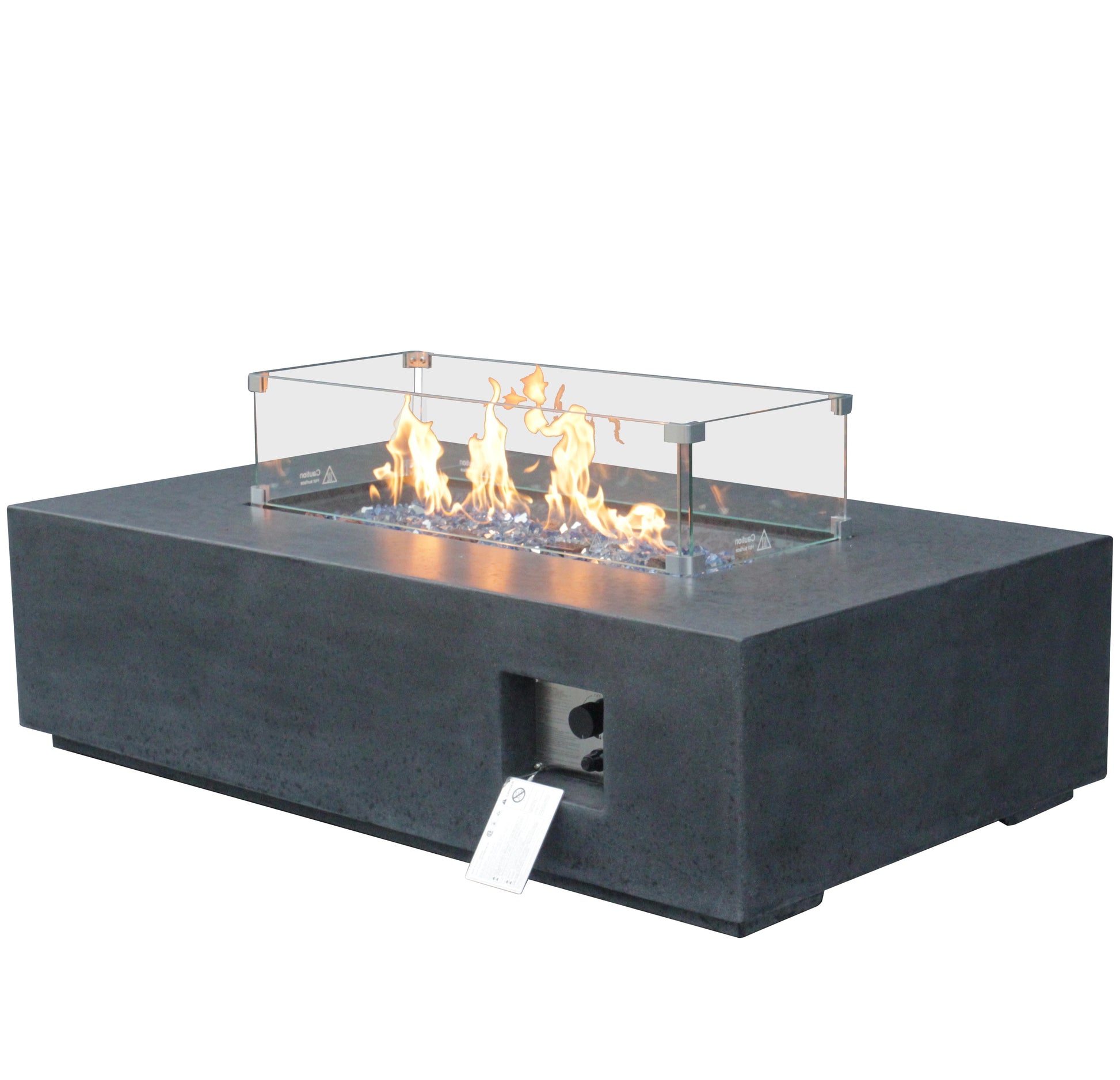 52 Inch Outdoor Concrete Propane Gas Rectangle Fire Pit Table In Dark Gray Color Black Gray Garden & Outdoor American Design,Contemporary,Luxury,Modern Fiberglass Concrete