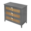 3 Drawer Cabinet,Natural Rattan,American Furniture,Suitable For Bedroom, Living Room, Study Gray Mdf