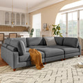 163''Modular Sectional Sofa,With Ottoman L Shaped Corner Sectional For Living Room,Office, Apartment 6 Seater Grey Polyester 6 Seat