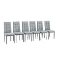 Linen Tufted Dining Room Chairs Set Of 6, Accent Diner Chairs Upholstered Fabric Side Stylish Kitchen Chairs With Metal Legs And Padded Seat Gray Gray Mdf Metal