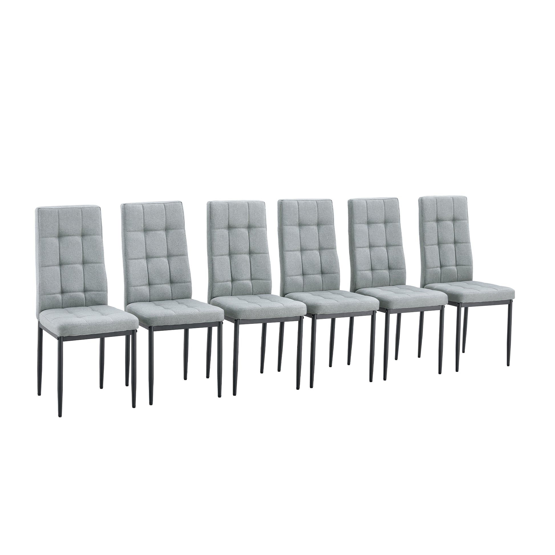 Linen Tufted Dining Room Chairs Set Of 6, Accent Diner Chairs Upholstered Fabric Side Stylish Kitchen Chairs With Metal Legs And Padded Seat Gray Gray Mdf Metal