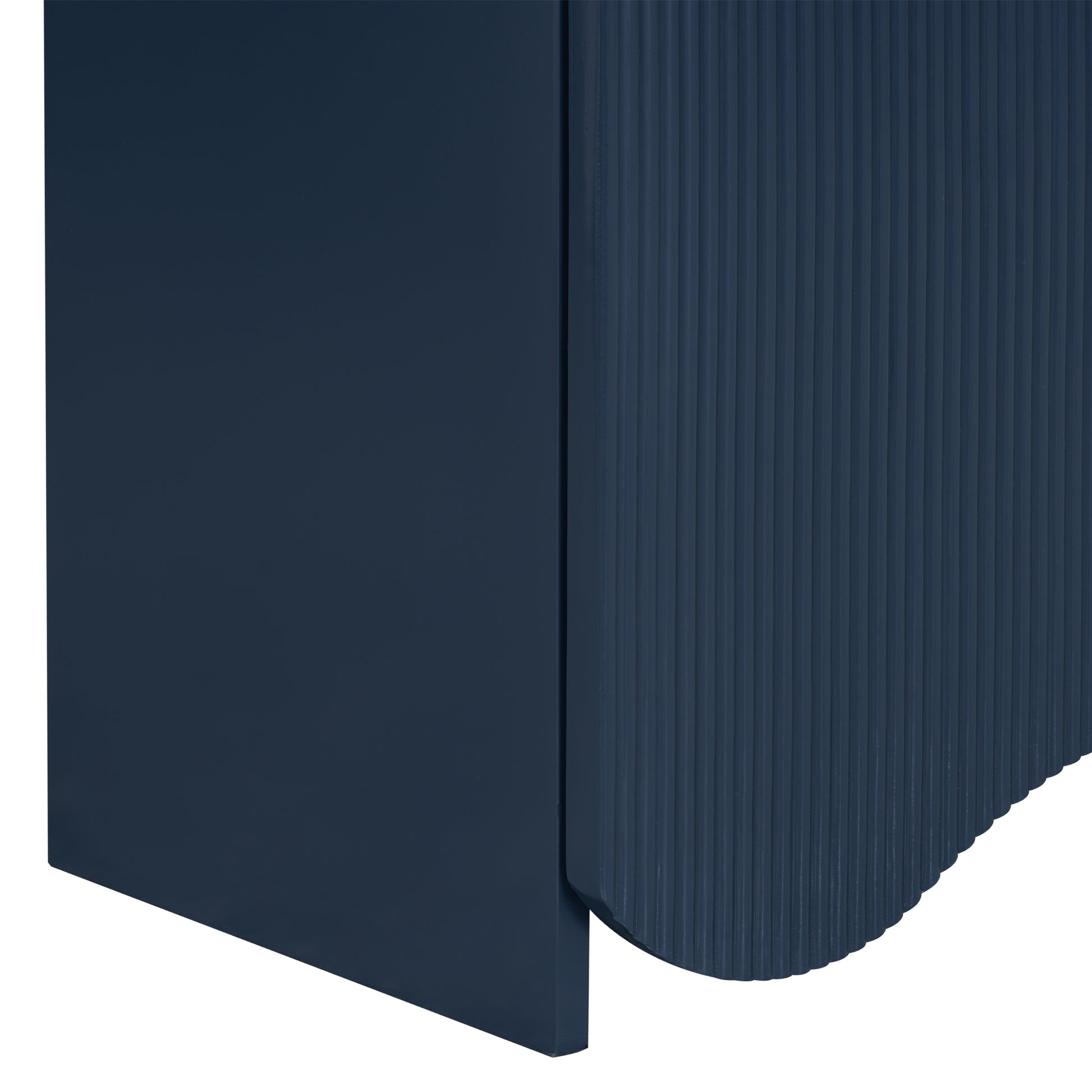 Vertical Stripes And Wavy Design Of A Four Door Cabinet Cabinet Suitable For Hallway, Entryway, Living Room 3 4 Spaces Navy Blue Artsy Mdf