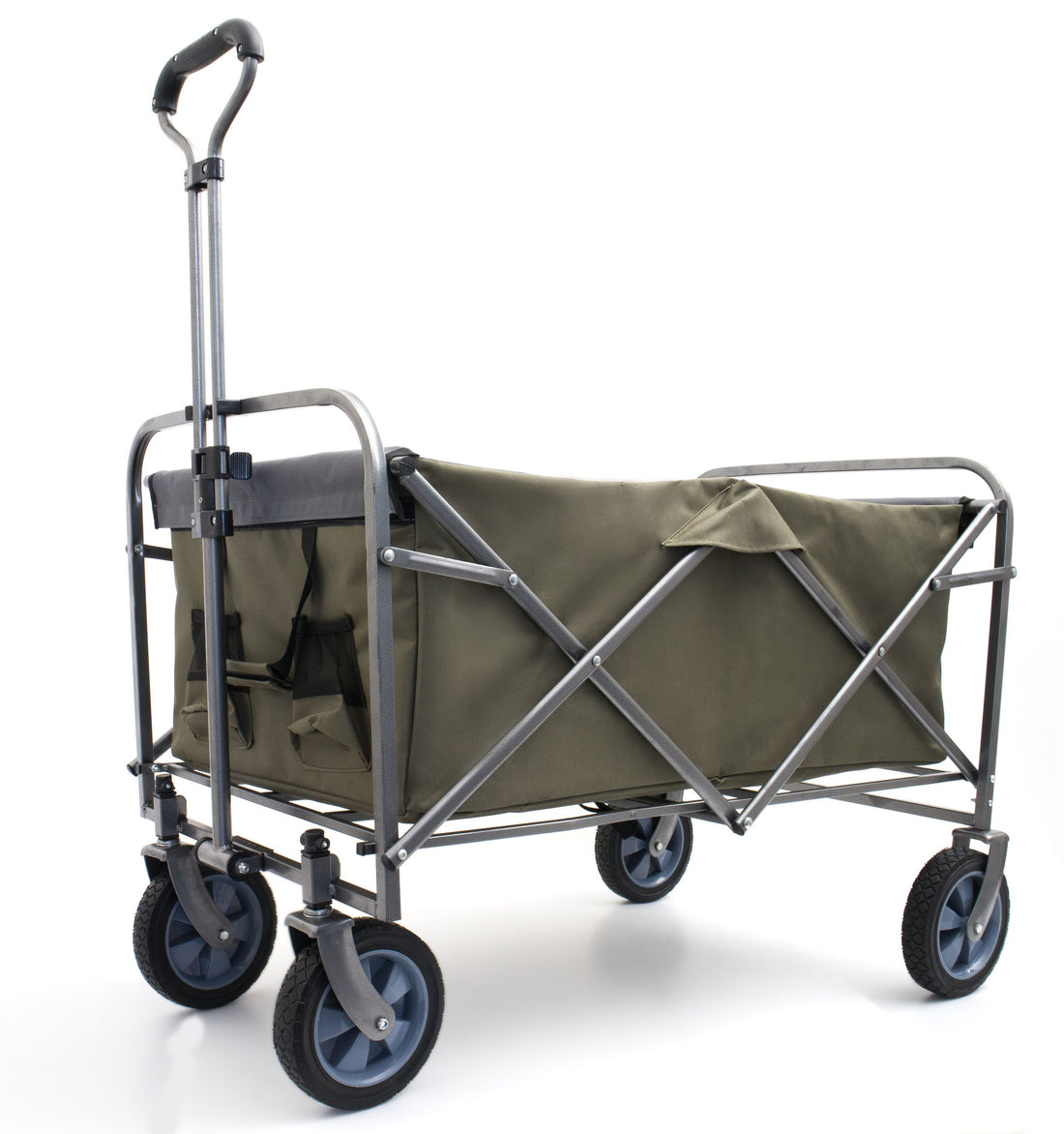 Outdoor Garden Multipurpose Micro Collapsible Beach Trolley Cart Camping Folding Wagon Gray Khaki Garden & Outdoor Oxford Fabric Steel