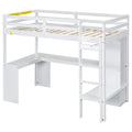 Twin Size Loft Bed With L Shaped Desk, Wardrobe And Storage Shelves, White Expected Arrival Time: 8.31 Box Spring Not Required Twin White Wood Bedroom Solid Wood Mdf