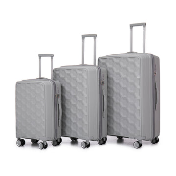 Pp Luggage Sets 3 Piece 20 24 28 , Expandable Carry On Luggage With Tsa Lock Airline Approved, Pp Materials Hard Shell And Lightweight Suitcase With Spinner Wheels Gray Gray Polypropylene