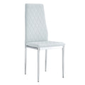 Grid Armless High Backrest Dining Chair, 6 Piece Set, Office Chair. Suitable For Restaurants, Living Rooms, Kitchens, And Offices. Light Gray Chairs And Electroplated Metal Legs 0924 Light Gray Pu