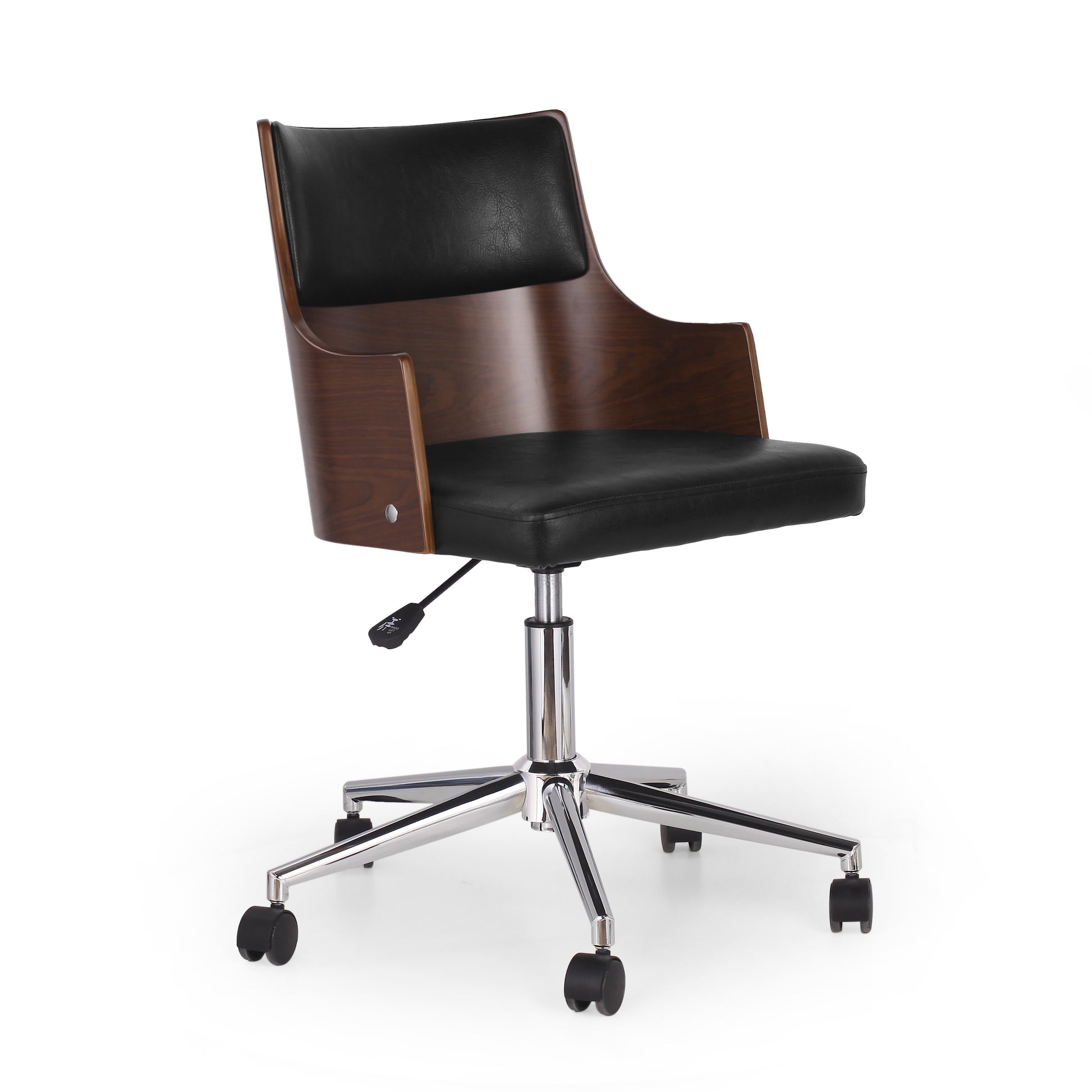 Office Chair Black Dark Walnut Pu