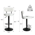 Modern Bar Stools Set Of 2,Curved Backrest Upholstered Counter Height Bar Stools,Adjustable Bar Stool 24.5