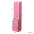 Salon Station, Barber Stations With 2 Tier Storage Shelf With Door, Hair Styling Storage Cabinet With 2 Drawer, A Large Storage Cabinet & 3 Hot Tool Holders Pink Particle Board Mdf