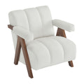 Mid Century Modern Accent Chair With Solid Wood Frame, Upholstered Living Room Chairs With Thick Cushion, Comfy Tufted Arm Chair For Bedroom, Living Room, Velvet, Ivory Ivory White Velvet
