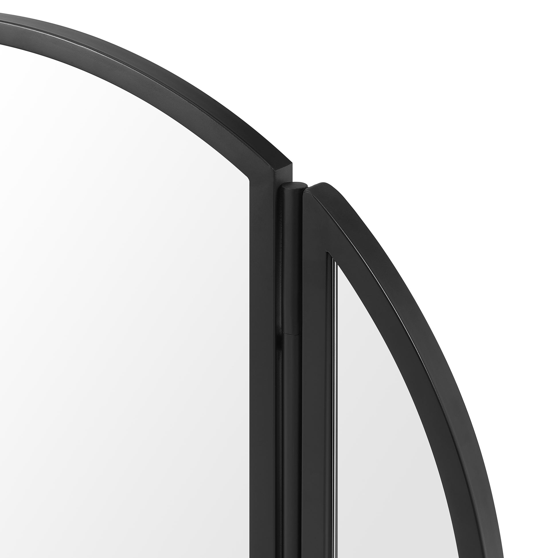 Modern Hinge Round Wall Mirror Black Black Glass Steel