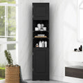 Multi Functional Corner Cabinet Tall Bathroom Storage Cabinet With Two Doors And Adjustable Shelves, Open Shelf, Black Black Mdf