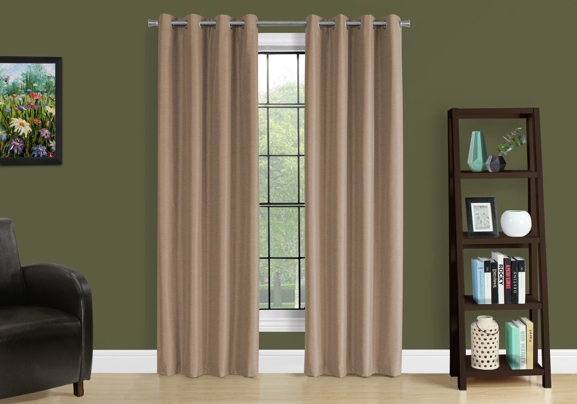Curtain Panel, 2Pcs Set, 54"W X 84"L, 100% Blackout, Grommet, Living Room, Bedroom, Kitchen, Brown Thermal Insulation Polyester, Contemporary, Modern Brown Polyester