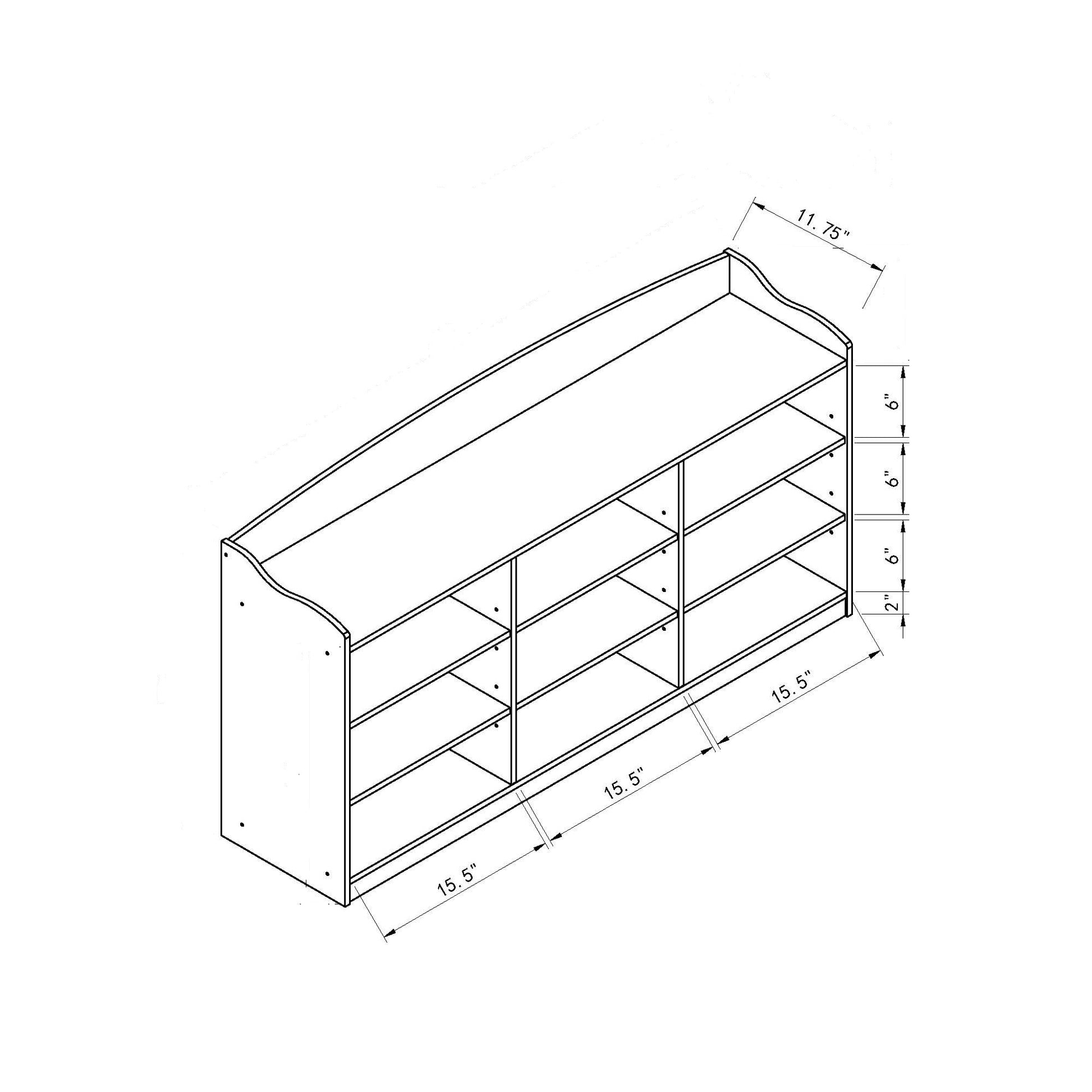 Entry Bench Shoe Rack With Nine Storage Shelves With Top Open Shelf In Red Cocoa Dark Brown Mdf