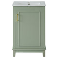 Viedo 20 Inch Modern Small Bathroom Vanity Cabinet With Ceramic Basin 20*15.5*33.3 Inches,Ample Storage,1 Soft Close Door Green Bathroom Solid Wood Mdf