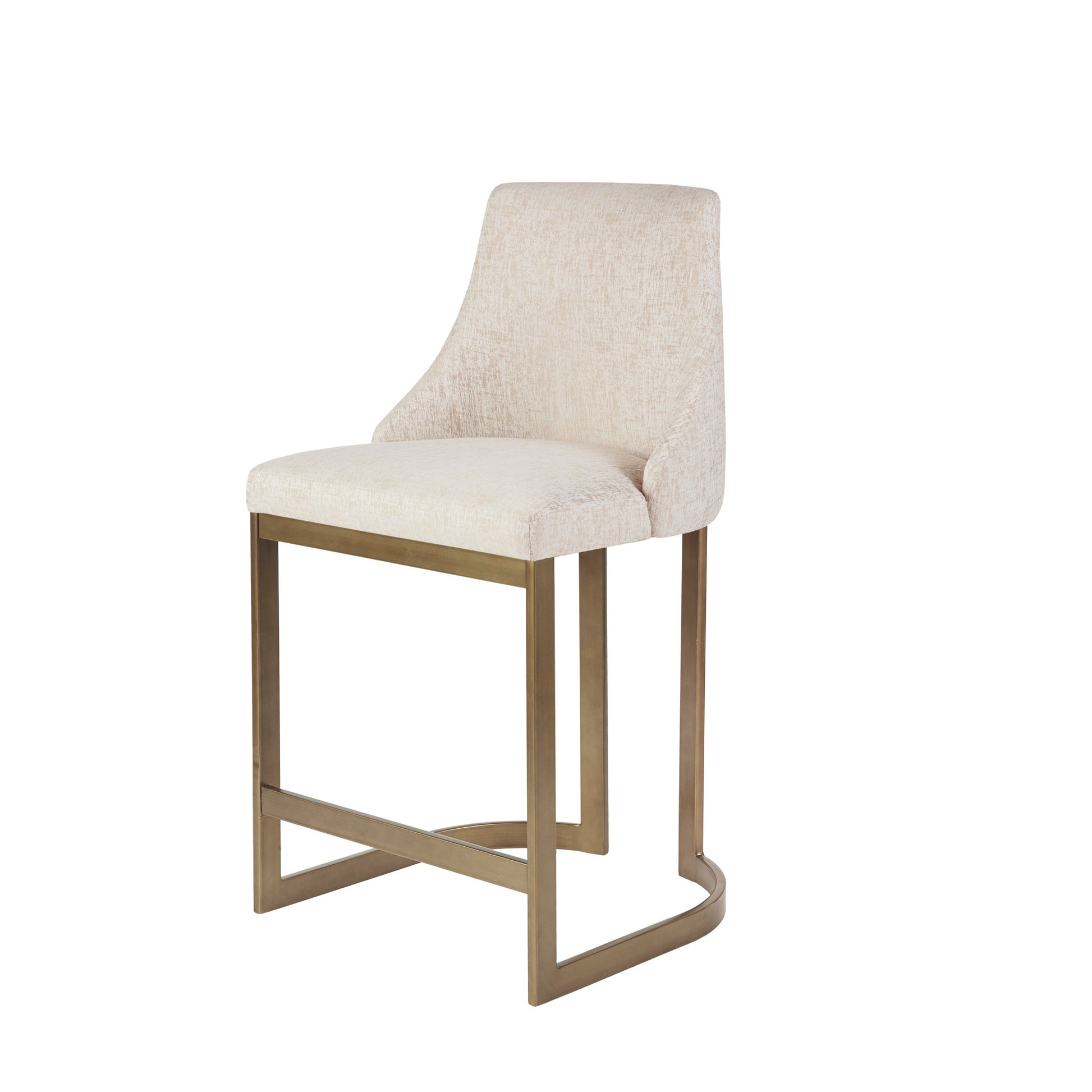 26"H Upholstered Counter Stool With Metal Base Cream Plywood