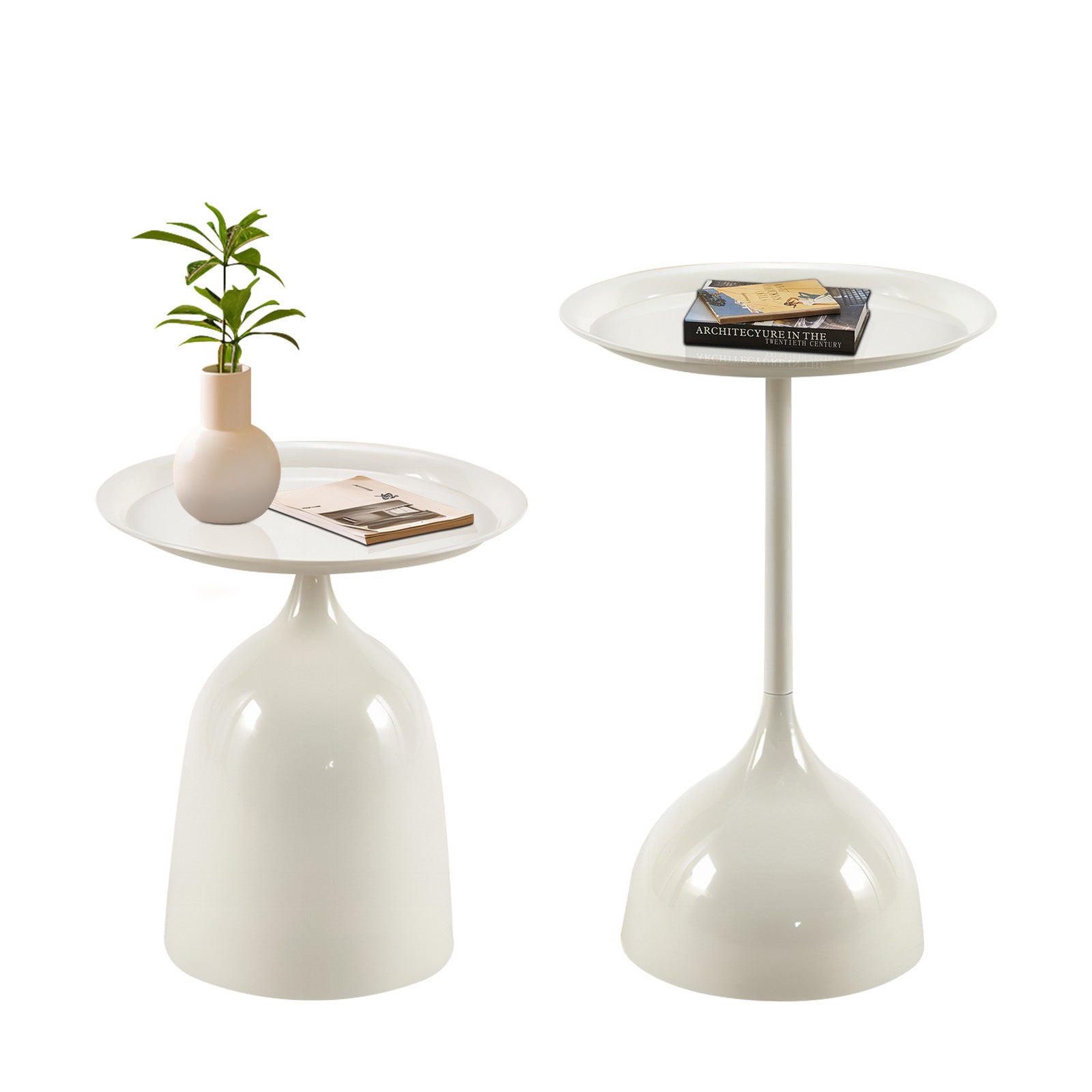 Side Table White White Metal