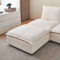 Modern Armless Accent Chair, Single Sofa Couch With Ottoman Compact Design, Space Saving Seating For Living Room, Bedroom, Apartment, Office Beige Wood Medium Soft Foam Chenille 1 Seat