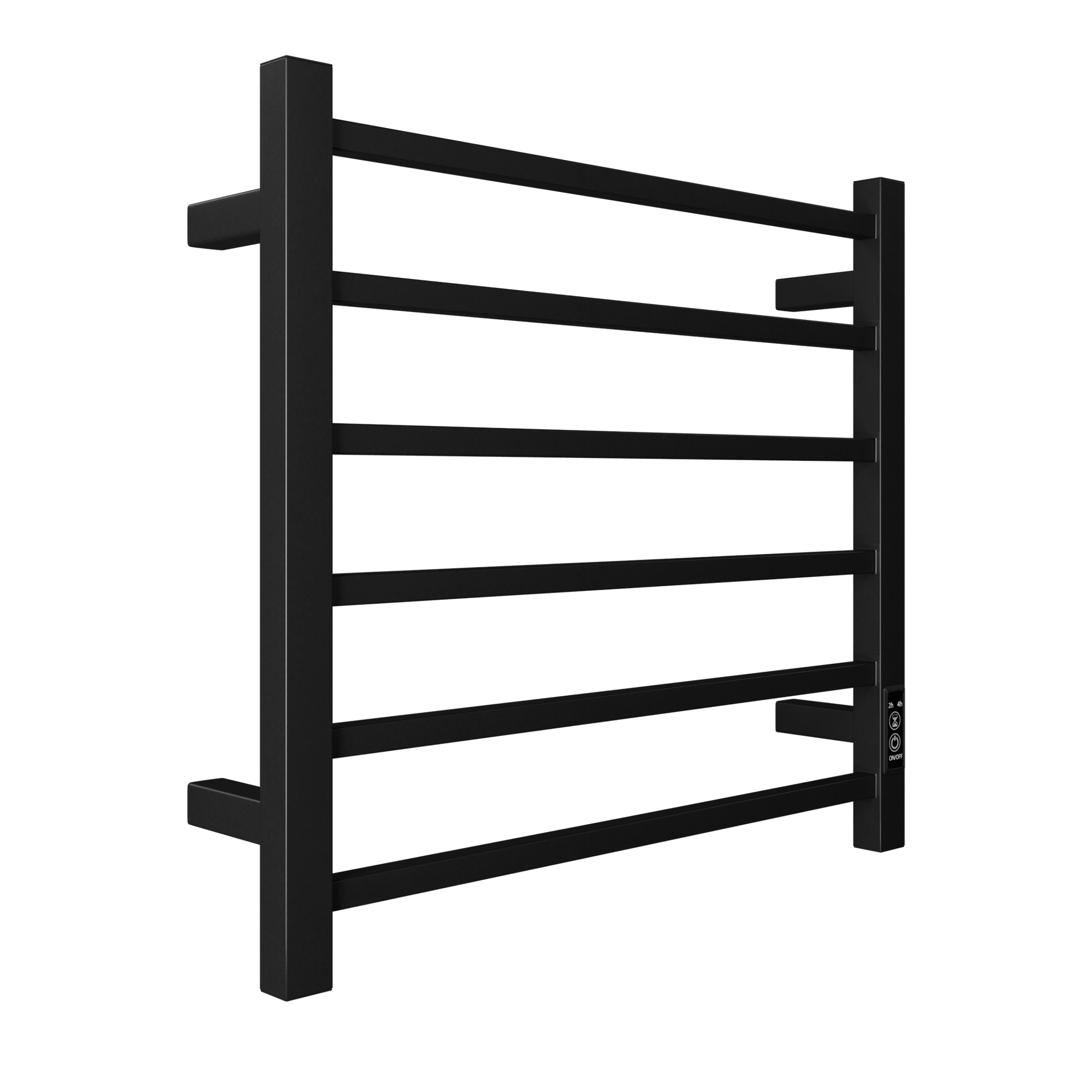 Towel Warmer 6 Bar Electric Heated Towel Rack Wall Mount Plug In Bath Towel Heater Matt Black Timer Black Bathroom Aluminium