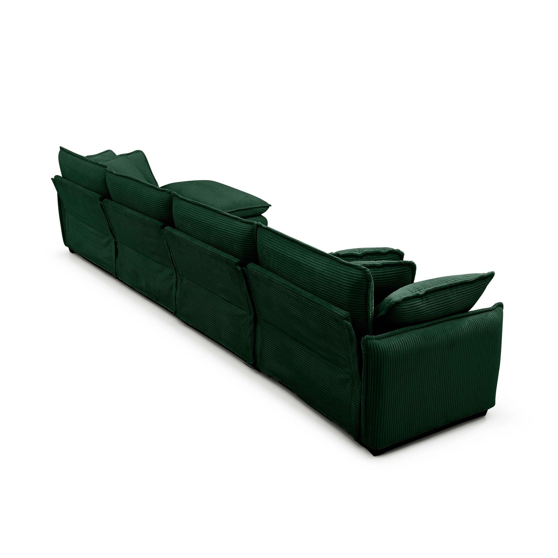 Corduroy Sofa Modern Upholstered 4 Seater With With 1 Footstool Corduroy Fabric Sofaoffice Living Room Apartment Comfort Sofa, Easy To Assemble With 2 Arm Pillows And 4 Throw Pillows Green Corduroy 4 Seat