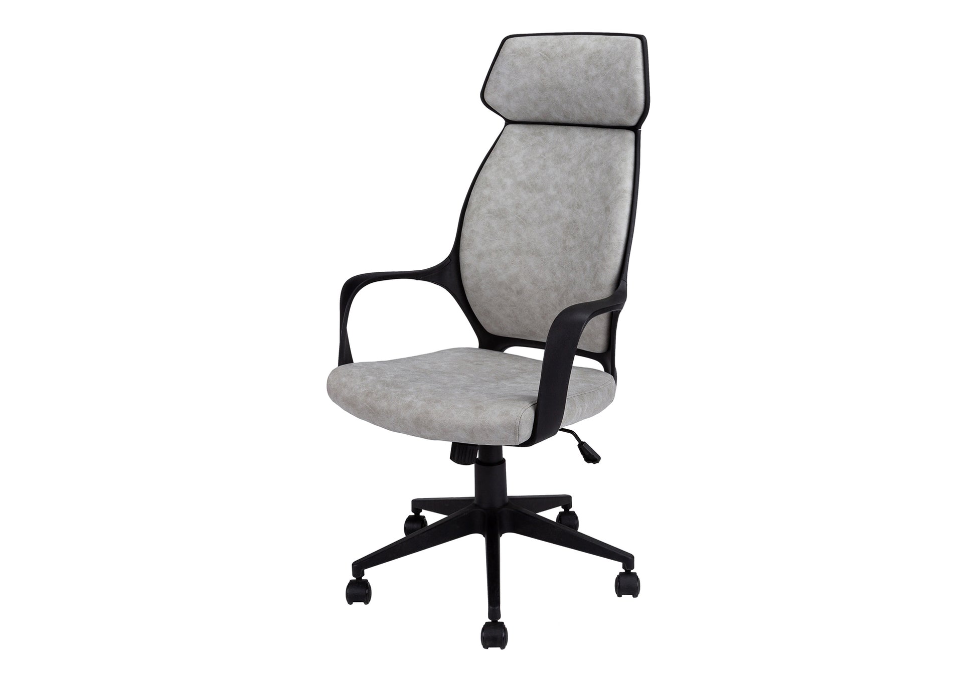 Office Chair, Adjustable Height, Swivel, Ergonomic, Armrests, Computer Desk, Work, Grey Fabric, Black Metal, Contemporary, Modern Grey Foam Polyester