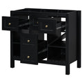 36'' Bathroom Vanity Without Sink, Solid Wood Frame Bathroom Storage Cabinet, Freestanding Vanity With 5 Drawers& Soft Closing Doors Not Include Basin Sink Black Bathroom Solid Wood Mdf