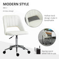 Vinsetto Modern Mid Back Office Chair With Velvet Fabric, Swivel Computer Armless Desk Chair With Hollow Back Design For Home Office, Cream White Cream White Polyester