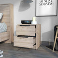 Washington Nightstand, Two Large Drawers Beige 2 Drawers Bedroom Rectangle Modern Shelf Mdf Engineered Wood